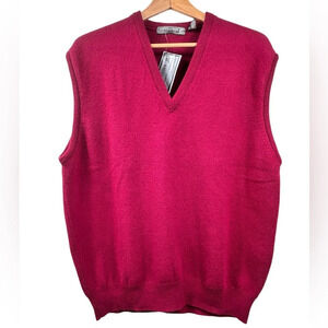 Cooper & Roe burgundy lambswool vest, XL, Eclectic Grandpa, knit wool Comfy